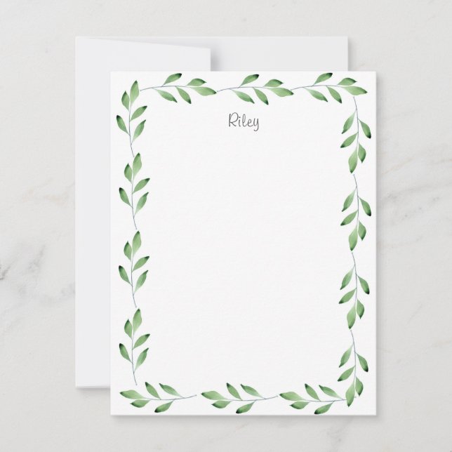 Grüne Aquarellbilder - Blätter Mitteilungskarte (Vorderseite)