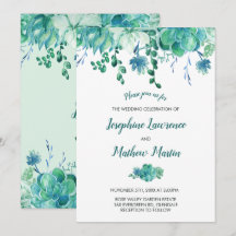 Grüne Aquarellbilder zum Hochzeitsempfang