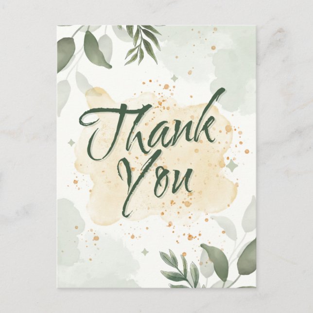 Grüne Aquarellblüte Postkarte (Vorderseite)