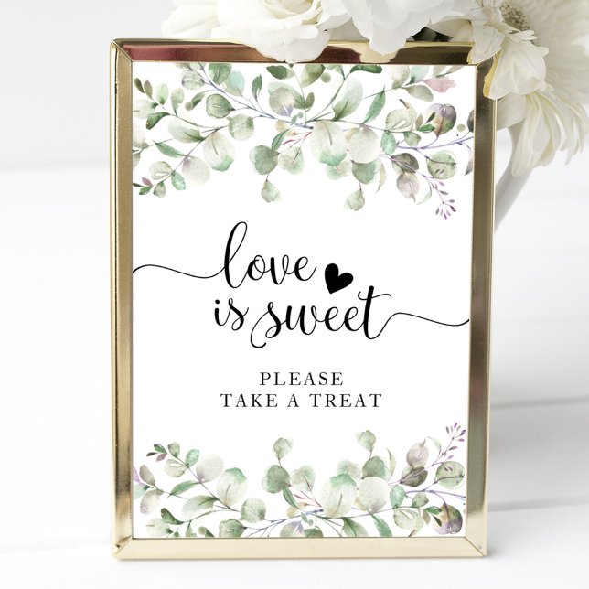 Grüne Aquarellfarbe Eukalyptus Liebe ist süßes Zei Poster (Von Creator hochgeladen)