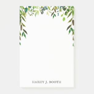 Grüne Aquarellfarben Blätter Blumenzwiebelnoten Post-it Klebezettel