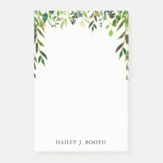 Grüne Aquarellfarben Blätter Blumenzwiebelnoten Post-it Klebezettel