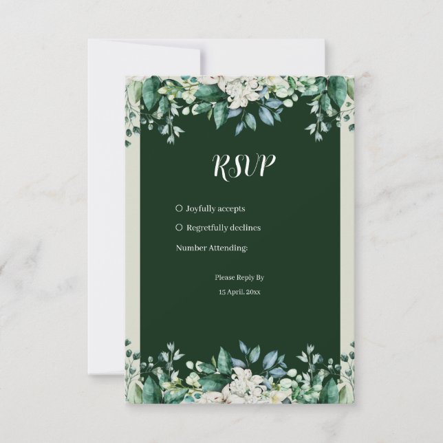 Grüne Aquarellfarbenpalette der Hochzeit von Liebe RSVP Karte (Vorderseite)