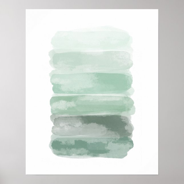 Grüne Aquarellpinsel Schlaganfälle Poster (Vorne)