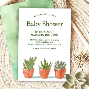 Grüne Aquarellspülmittel Babydusche Einladung
