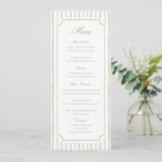 Grüne Aquarellstreifen Hochzeitsmenü Save The Date