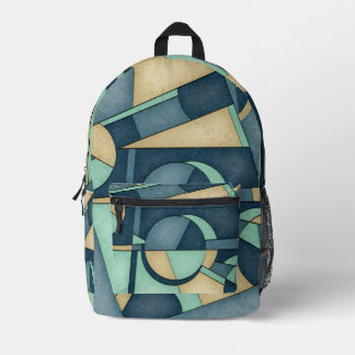 Grüne Art Deco Bauhaus Bedruckter Rucksack