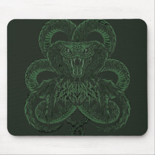 Grüne Art Deco-Kobra   Ornamentale symmetrische Sc Mousepad