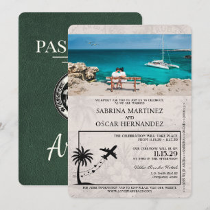 Grüne Aruba-Reisepass Hochzeits-Einladung Einladung