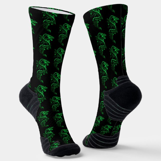 Grüne asiatische Drachen Socken (Gewinkelt)