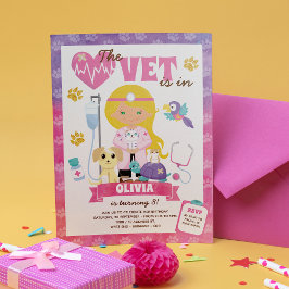 Grüne Augen Blonde Girl Vet Geburtstagsparty Einladung