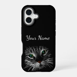 Grüne-Augen-Katzen-Gesicht-Handyhülle iPhone 16 Hülle