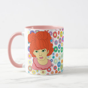 Grüne Augen Rotes Haar Kleine Girl-Blume Kunst Tasse