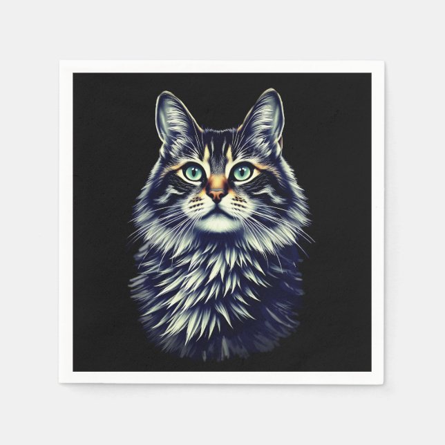 Grüne Augkatze Serviette (Vorderseite)