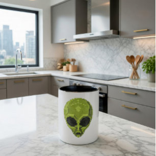 Grüne Außerirdische-Kopf-Tassen Zweifarbige Tasse