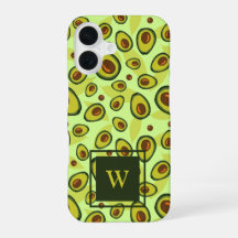 Grüne Avocado-Fruchtmuster-Monogramm