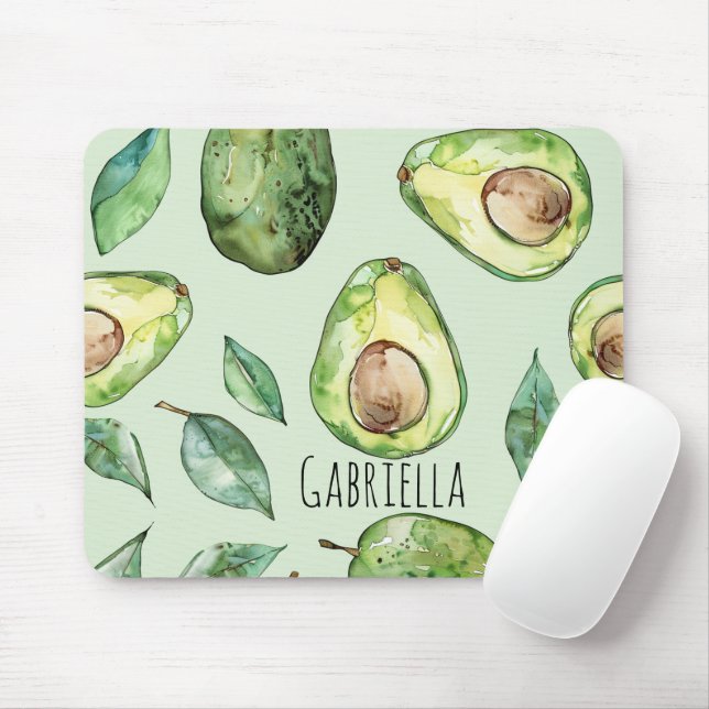 Grüne Avocados & Blätter Mousepad (Mit Mouse)