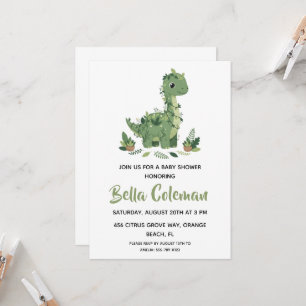 Grüne Baby-Dinosaurier-Baby-Shower-Einladungen Einladung