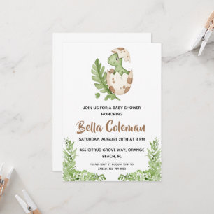 Grüne Baby-Dinosaurier-Baby-Shower-Einladungen Einladung