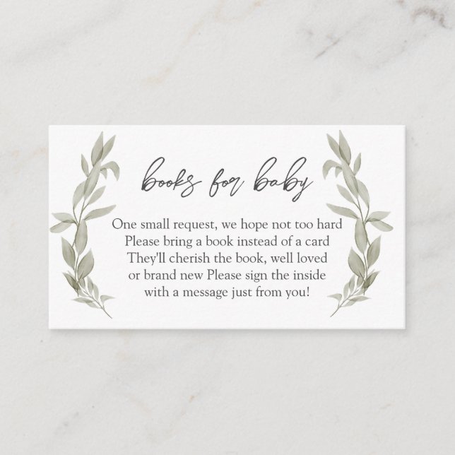 Grüne Baby-Duschbücher für Baby, buchen in Lieu Begleitkarte (Vorderseite)