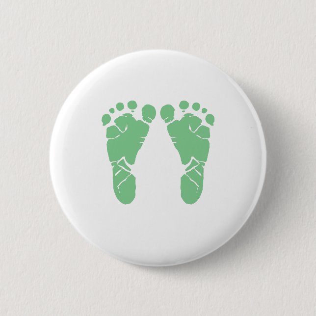 Grüne Babyabdrücke Button (Vorderseite)