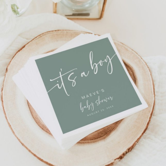 Grüne Babydusche Papier Napkins Moderner Junge Serviette (Von Creator hochgeladen)