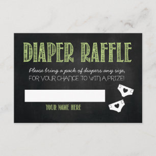 Grüne Babyparty-Windelraffle-Karte Begleitkarte
