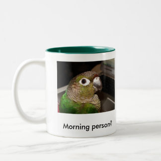Grüne Backe Conure Morgen-Person Zweifarbige Tasse