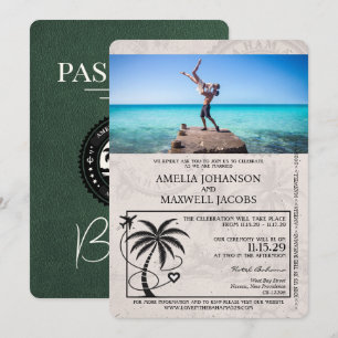 Grüne bahamaische Pass-Hochzeitseinladung Einladung