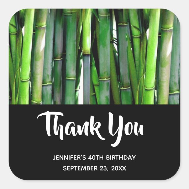 Grüne Bamboo Stalks Naturfotografie Geburtstag Quadratischer Aufkleber (Vorderseite)