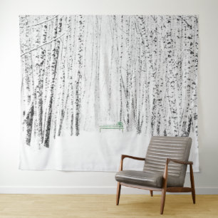 Grüne Bank im Winterpark. Lass es Weihnachten schn Wandteppich