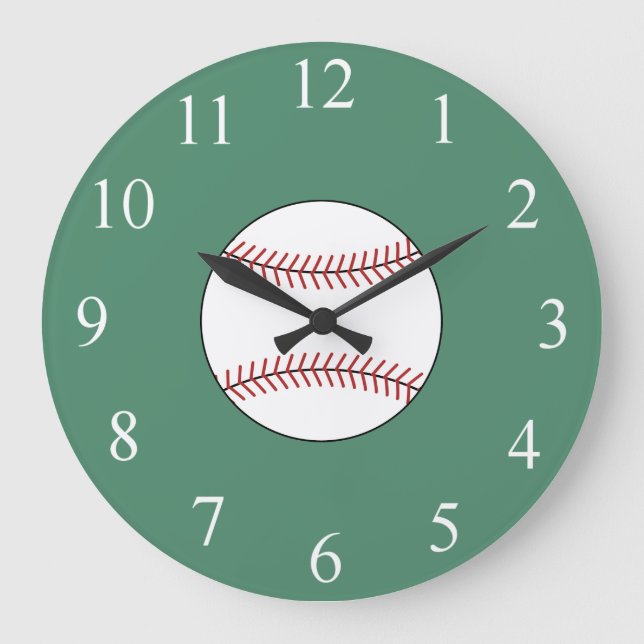 Grüne Baseball-Wanduhr  Große Wanduhr (Vorderseite)