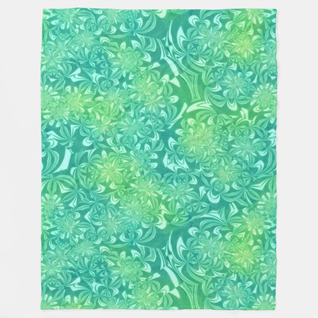 grüne Batik-Blume Fleecedecke (Vorderseite)