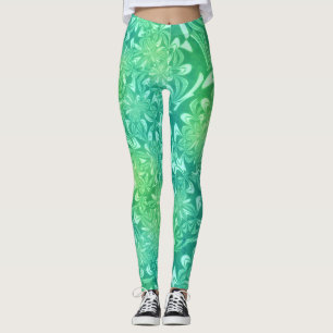 grüne Batik-Blume Leggings
