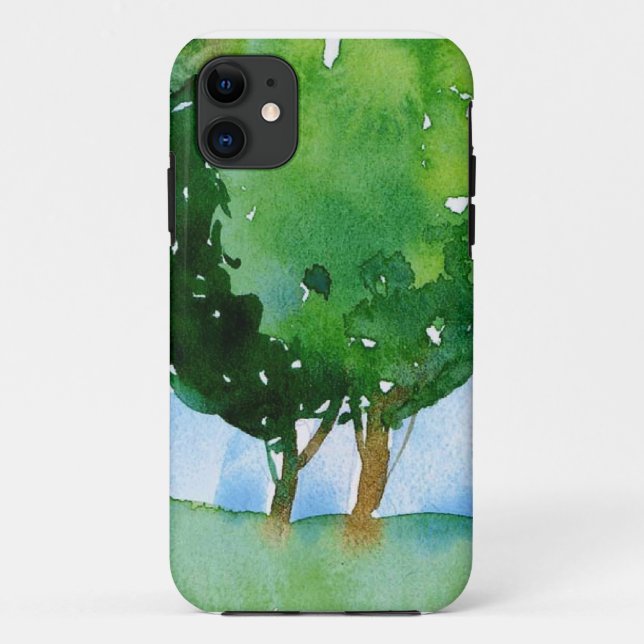 grüne Bäume des Aquarells Case-Mate iPhone Hülle (Rückseite)