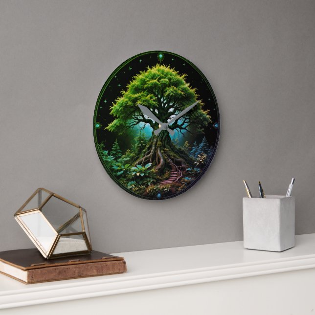 Grüne Bäume Große Wanduhr (Büro)
