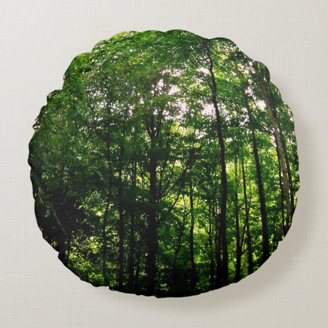 Grüne Bäume Rundes Kissen (Vorderseite)