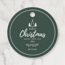 Grüne Bäume Weihnachten und glückliches Neues Jahr Geschenkanhänger