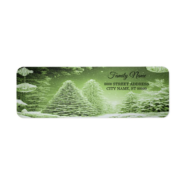 Grüne Bäume Weihnachtsbälle geben Adresse Etikett  (Vorne)