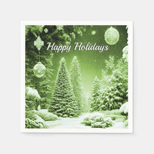 Grüne Bäume Weihnachtsbälle Urlaubspapier Napkin Serviette