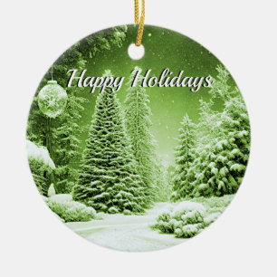 Grüne Bäume Weihnachtsbälle Weihnachtsdekoration Keramik Ornament