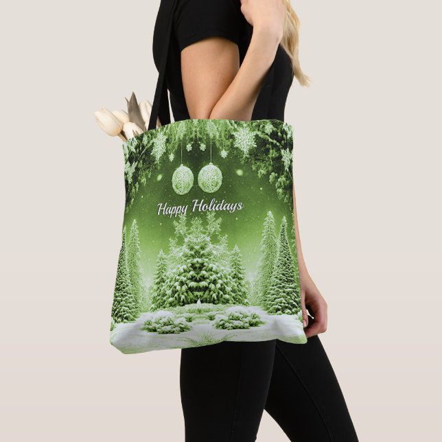 Grüne Bäume Weihnachtsbäume Tote Tasche (Von Nahem)