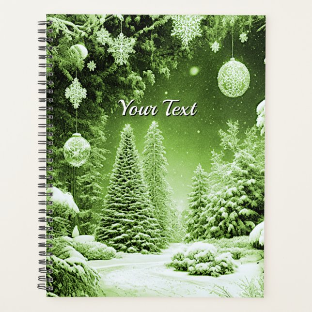 Grüne Bäume Weihnachtsfeiertag Planer (Vorderseite)
