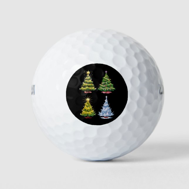Grüne Bäume Weihnachtsferien Winter Golfball (Vorderseite)