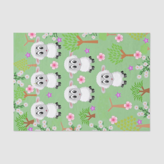 Grüne Baumkronen aus Gewebepapier Seidenpapier (Vorderseite)