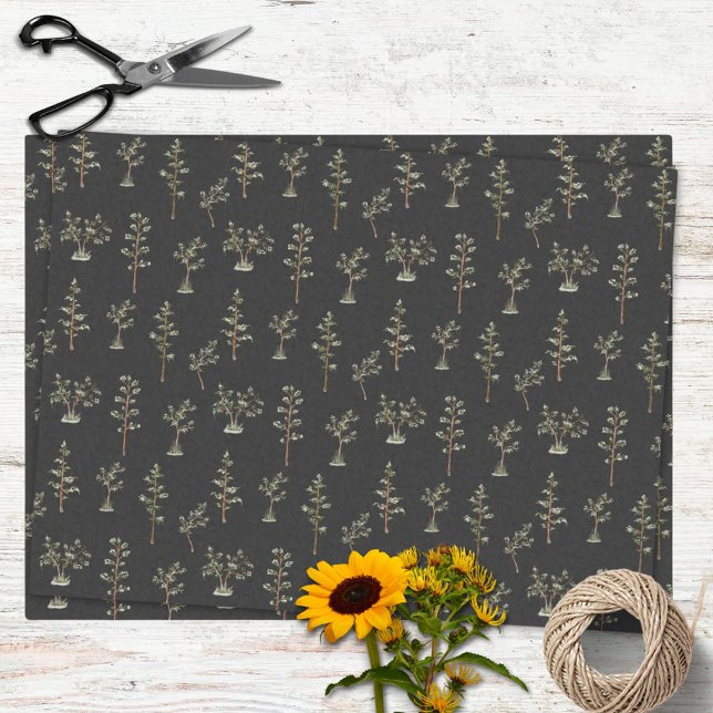 Grüne Baumwaldmuster Seidenpapier (In situ)