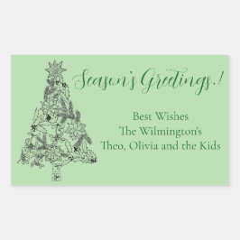 Grüne Baumweihnachtsmarke Rechteckiger Aufkleber