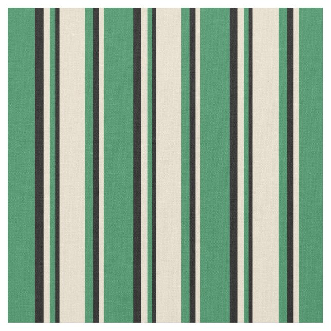 Grüne, beige und schwarze Linien Stoff (Nahaufnahme)