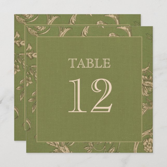 Grüne Beige Vintage Muster Burlap Textur Hochzeit Einladung