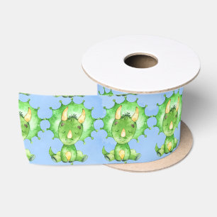 Grüne bemalte Triceratops Kinderdusche Satinband
